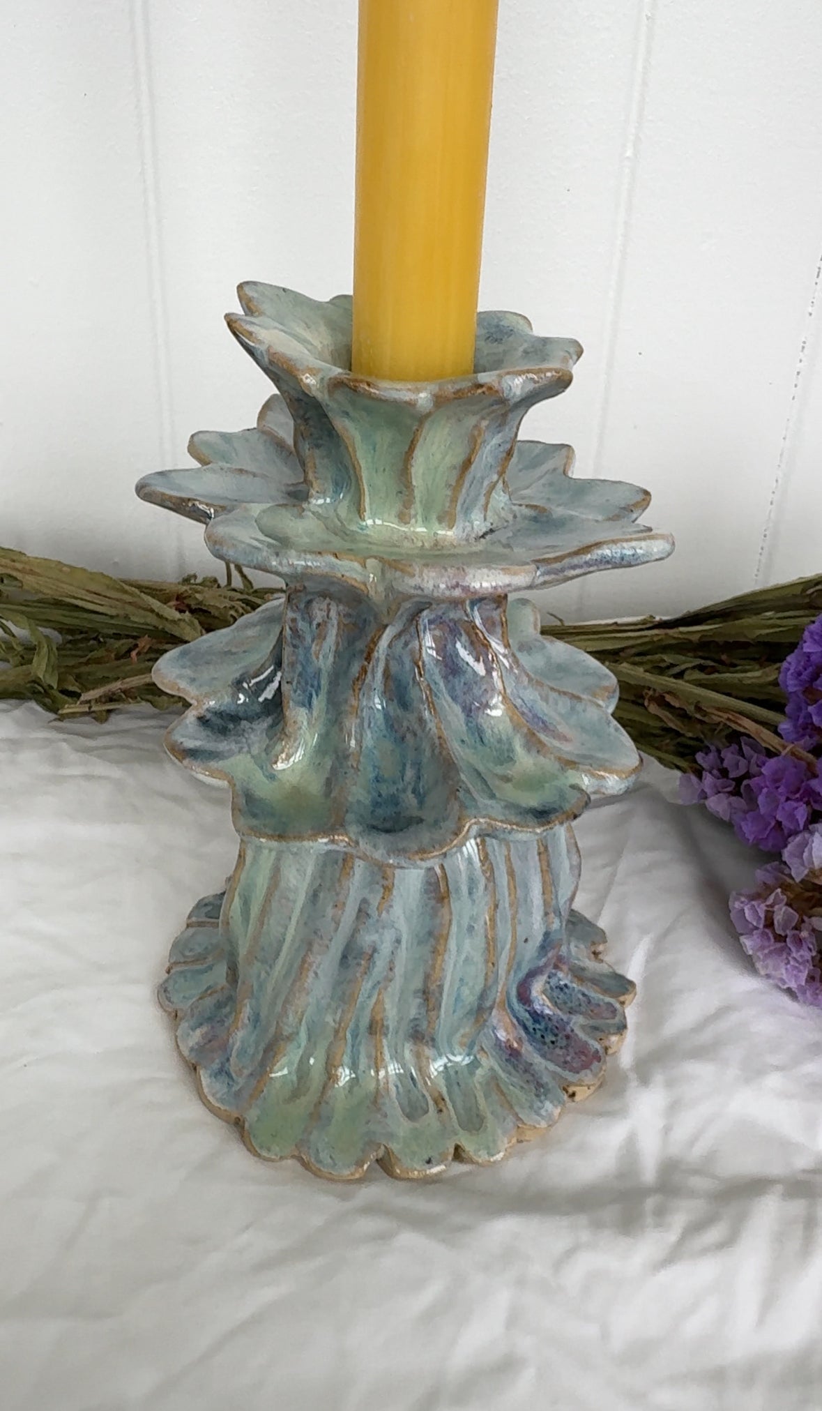 Rainbow ruffle candlestick