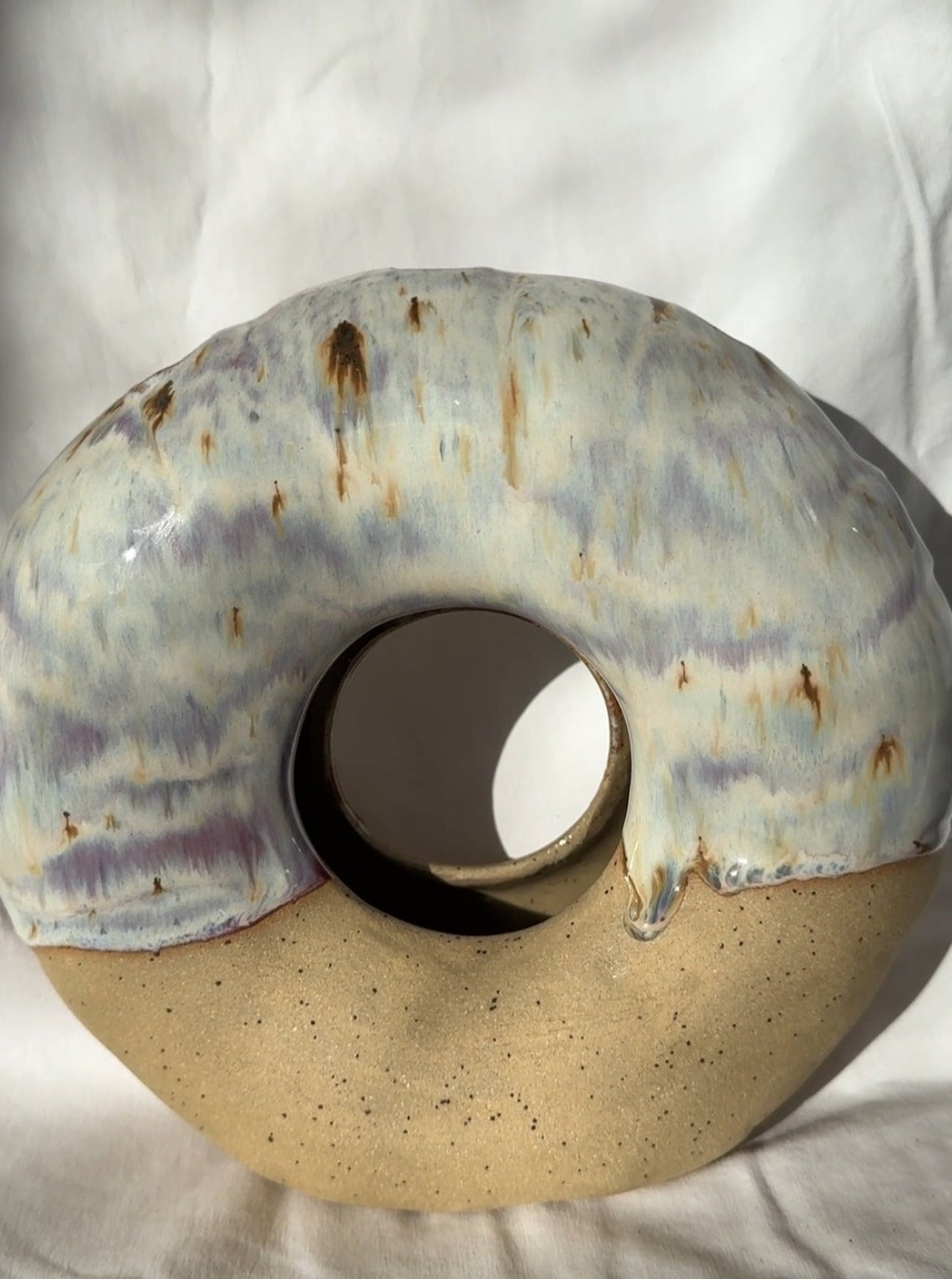 Cream-speckle donut vase